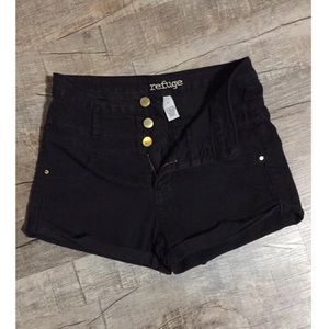 Black denim shorts